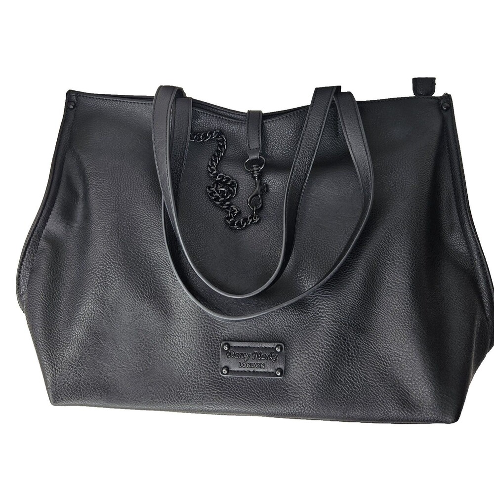 Darcy Marks Of London Large Shoulder Bag, Black, With Chain Closure Detail - Picture 8 of 8